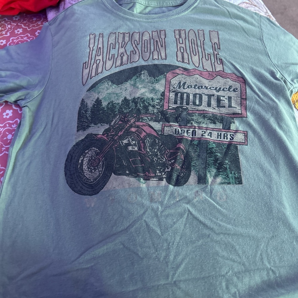 Graphic T-Shirt with Motorcycle Print